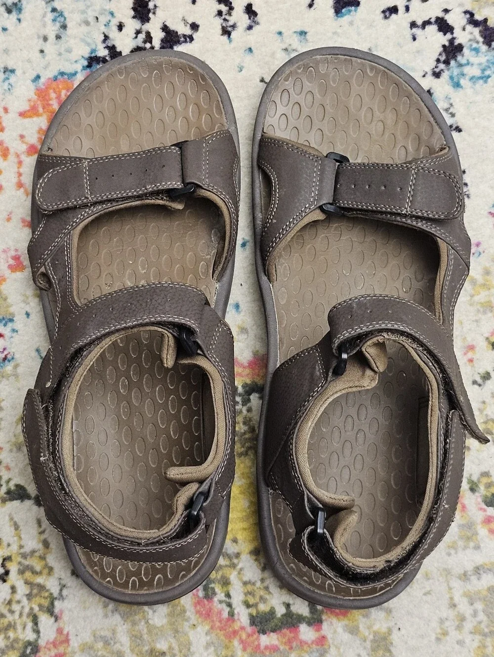 Vionic Mick Men's Size 14 Brown Hiking Sandals Adjustable Comfort Support Shoes